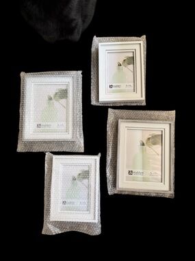 Set of Four Wood Picture Frames | White and Gray | New